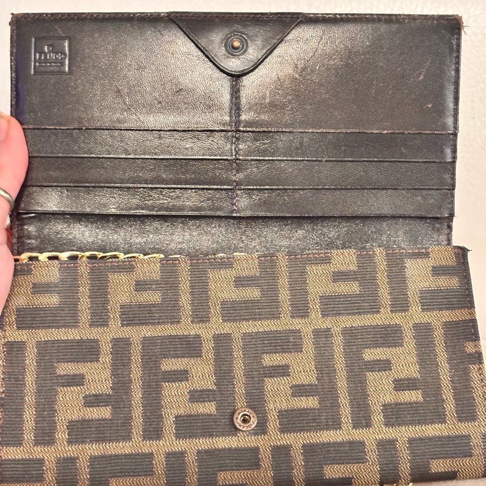 FENDI FF Zucca Black & Brown Monogram Continental Wallet - Picture 5 of 15